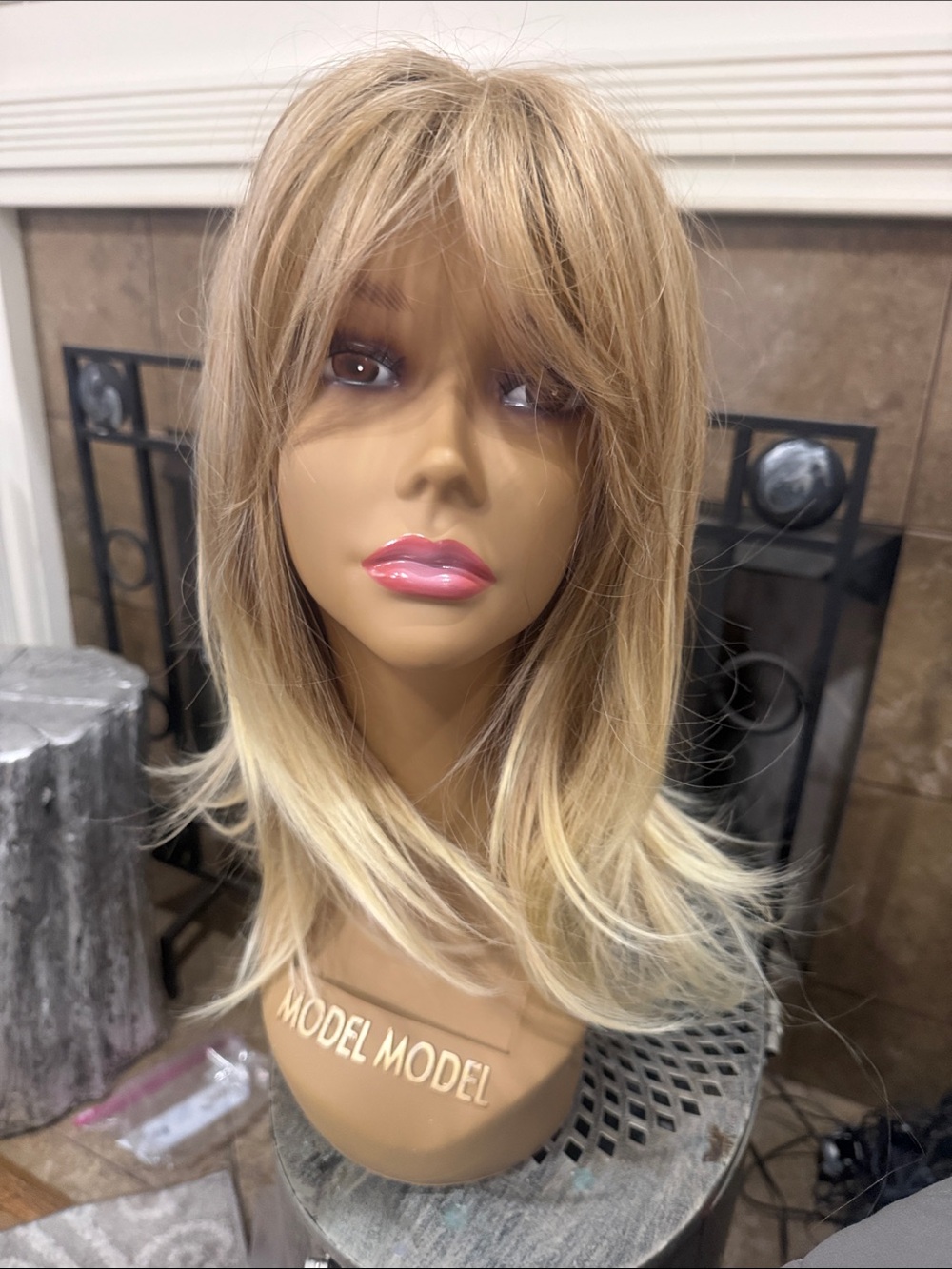 Blonde Layered Wig with Subtle Ombre Ends